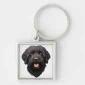 Labradoodle Black Dog Sleutelhanger (Voorkant)