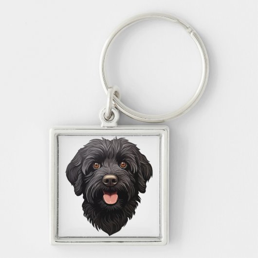 Labradoodle Black Dog Sleutelhanger (Voorkant)