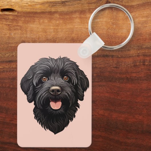 Labradoodle Black Dog Sleutelhanger (Achterkant)