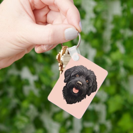 Labradoodle Black Dog Sleutelhanger (Hand)
