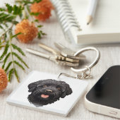 Labradoodle Black Dog Sleutelhanger (Voorkant Rechts)