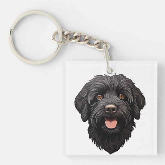 Labradoodle Black Dog Sleutelhanger (voorkant)