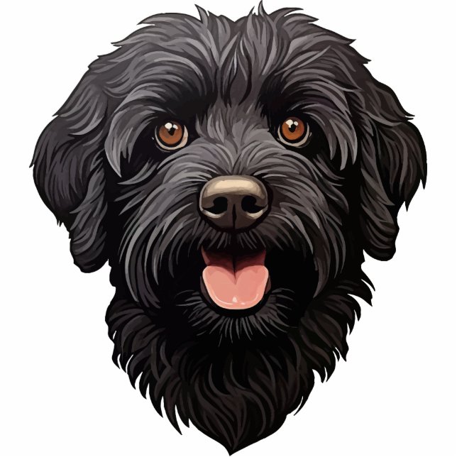 Labradoodle Black Dog Staand Fotobeeldje (Voorkant)