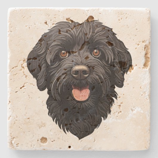 Labradoodle Black Dog Stenen Onderzetter (Voorkant)