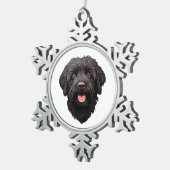Labradoodle Black Dog Tin Sneeuwvlok Ornament (Rechts)
