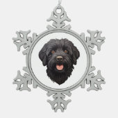 Labradoodle Black Dog Tin Sneeuwvlok Ornament (Voorkant)