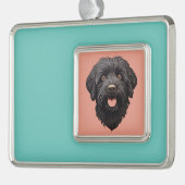 Labradoodle Black Dog Verzilverd Omlijst Ornament (Links)