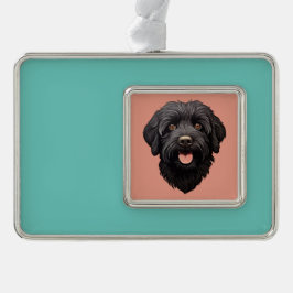 Labradoodle Black Dog Verzilverd Omlijst Ornament