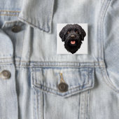 Labradoodle Black Dog Vierkante Button 5,1 Cm (In situ)