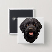 Labradoodle Black Dog Vierkante Button 5,1 Cm (Voorkant /achterkant)