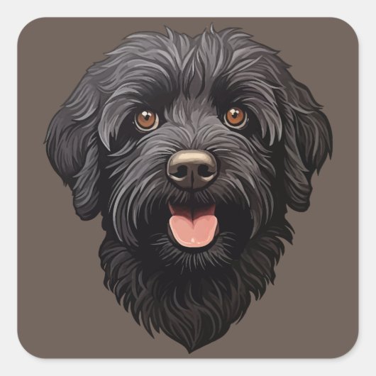 Labradoodle Black Dog Vierkante Sticker (Voorkant)