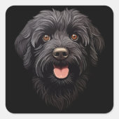 Labradoodle Black Dog Vierkante Sticker (Voorkant)