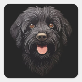 Labradoodle Black Dog Vierkante Sticker