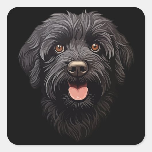 Labradoodle Black Dog Vierkante Sticker (Voorkant)