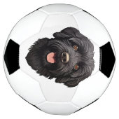 Labradoodle Black Dog Voetbal (Gedraaid)