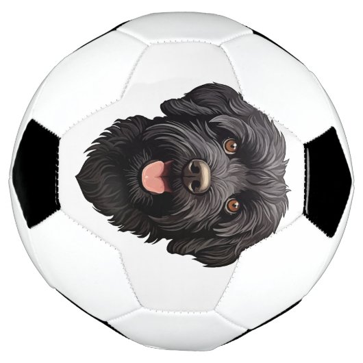 Labradoodle Black Dog Voetbal (Gedraaid)