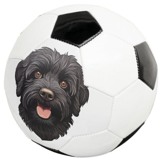 Labradoodle Black Dog Voetbal (Drie kwart)