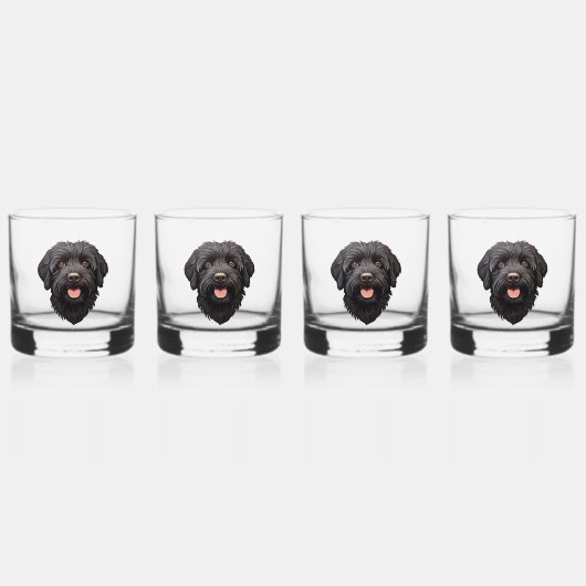 Labradoodle Black Dog Whisky Glas (Voorkant)