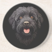 Labradoodle Black Dog Zandsteen Onderzetter (Voorkant)