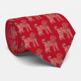 Labradoodle Christmas Dog Silhouette Red Necktie Stropdas