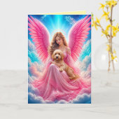 Labradoodle condoleancekaart kaart (Gele Bloem)