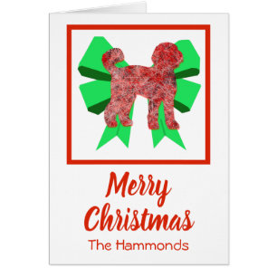 Labradoodle Cute Kerstmis Dog en Green Bow