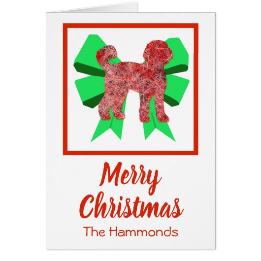 Labradoodle Cute Kerstmis Dog en Green Bow (Voorkant)