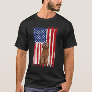 Labradoodle Dog American Flag Patriotic 4th of Ju T-shirt