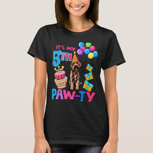 Labradoodle Dog Happy Birthday T-shirt (Voorkant)
