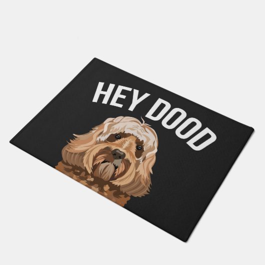 Labradoodle Dog Hey Dood grappig Deurmat (Schuin)