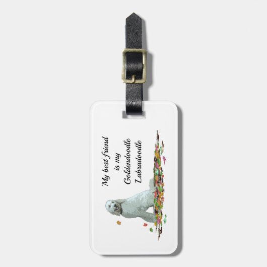 Labradoodle Dog in Leaves Bagagelabel (Voorkant verticaal)