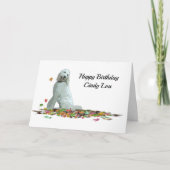 Labradoodle Dog in Leaves Birthday Wenskaart Kaart (Voorkant)