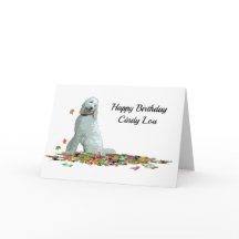 Labradoodle Dog in Leaves Birthday Wenskaart