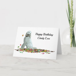 Labradoodle Dog in Leaves Birthday Wenskaart Kaart
