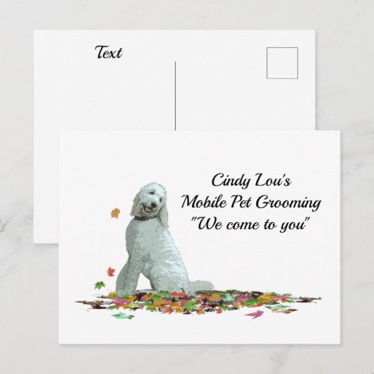 Labradoodle Dog in Leaves Briefkaart (Voorkant / Achterkant)