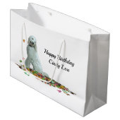 Labradoodle Dog in Leaves Gift Bag Groot Cadeauzakje (Voorkant Gekanteld)