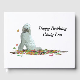 Labradoodle Dog in Leaves Guest Book Gastenboek