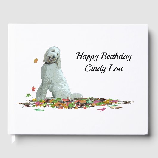 Labradoodle Dog in Leaves Guest Book Gastenboek (Voorkant)