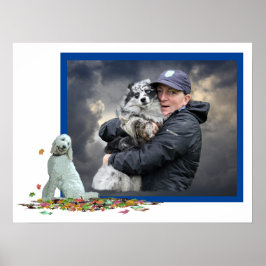 Labradoodle Dog in Leaves Poster
