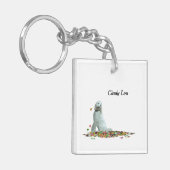 Labradoodle Dog in Leaves Sleutelhanger (Voorkant Links)