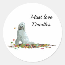 Labradoodle Dog in Leaves Stickers