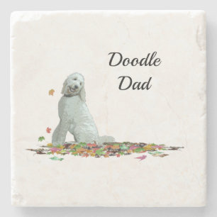 Labradoodle Dog in Leaves Stone Onderzetter