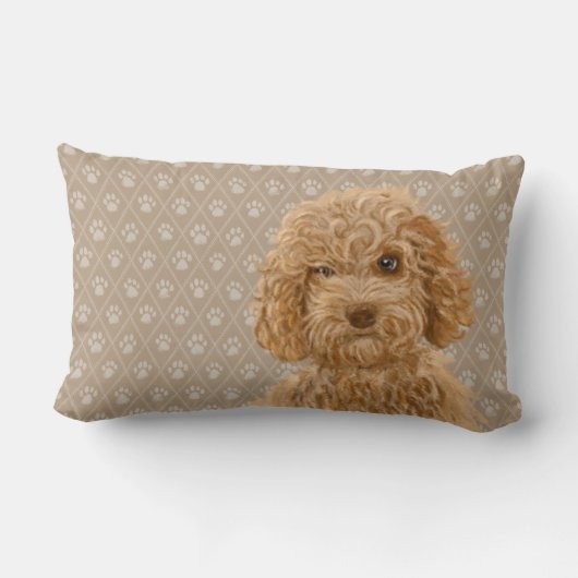 Labradoodle Dog Lumbar Pillow Yellow Kussen (Achterkant)