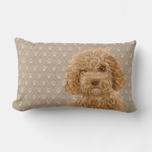 Labradoodle Dog Lumbar Pillow Yellow Kussen (Voorkant)