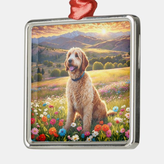 Labradoodle dog metalen ornament (Links)