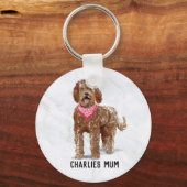 Labradoodle Dog Mum Button Key Ring Sleutelhanger (Voorkant)