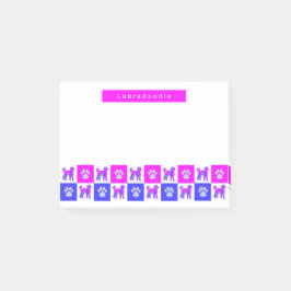 Labradoodle Dog & Paw Hot Pink & Blue Post-it® Notes