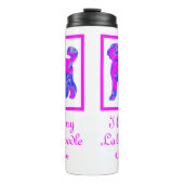 Labradoodle Dog Pink & Blue Silhouette Thermosbeker (Voorkant)