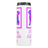 Labradoodle Dog Pink & Blue Silhouette Thermosbeker (Achterkant)