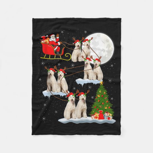 Labradoodle Dog Santa Sleigh Flying Funny Magical  Fleece Deken (Voorkant)